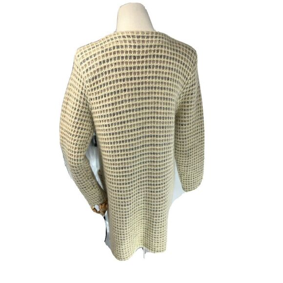 Vtg Wool Mohair Cardigan Sweater Size Medium Beige P.G.E. Open Front Old. Money - Picture 4 of 12